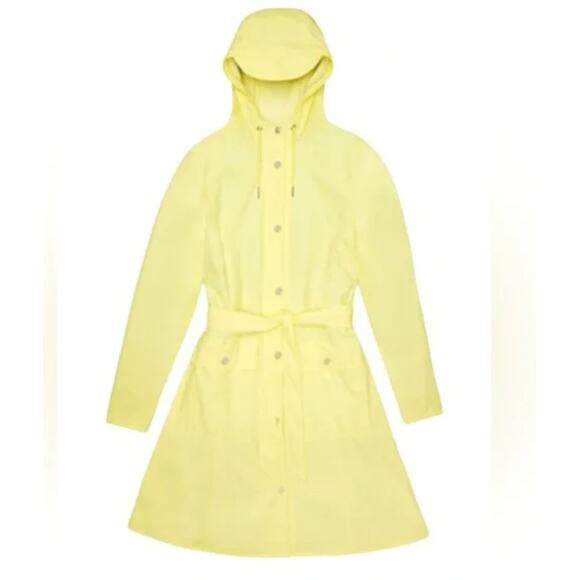 RAINS Jacket Curve Waterproof Rain Jacket in Straw Color (Yellow) Size Small - Picture 2 of 6